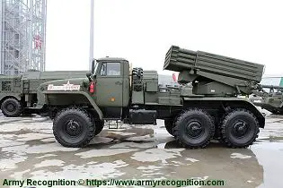 Tornado G 122mm MLRS Multiple Launch Rocket System Russia Russian army defence industry left side view 002