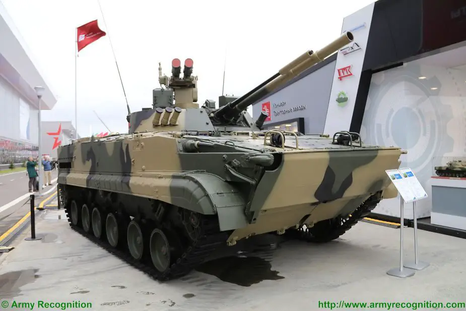 Russian Company Tractor Plants, the manufacturer of BMP-3 Infantry Fighting vehicle presents a new version of the BMP-3M fitted with a new weapon station armed with two launchers for 9M120-1 Ataka Anti-Tank Guided Missile (ATGM). 