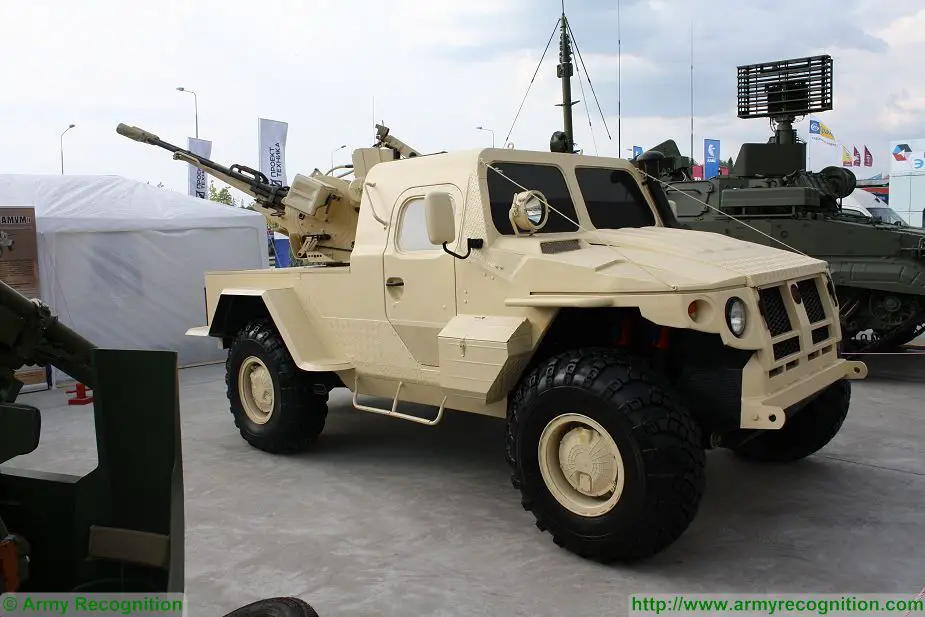At Army-2017, the International Military Technical Forum, the Russian defense Company Podolsky Electrical and Mechanical Plant Special mechanical engineering present a new project of light wheeled short-range air defense vehicle under the name of Samum, in English "Sandstorm". 