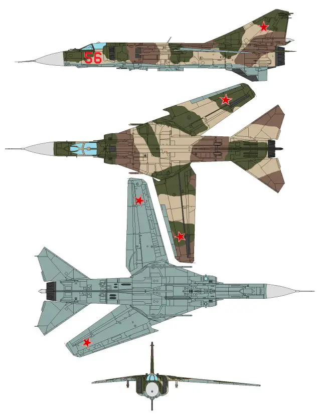 MiG-23 Flogger Mikoyan fighter aircraft technical data sheet specifications intelligence description information identification pictures photos images video Russia Russian Air Force aviation air defence industry military technology