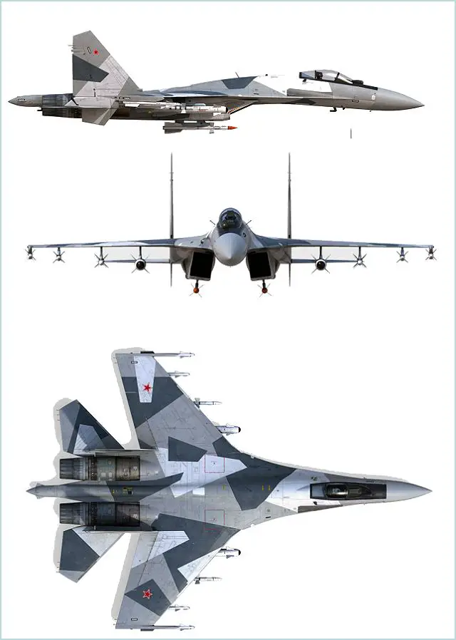 Su-35 Sukhoi multifunctional multirole fighter aircraft technical data sheet specifications intelligence description information identification pictures photos images video Russia Russian Air Force aviation air defence industry 
