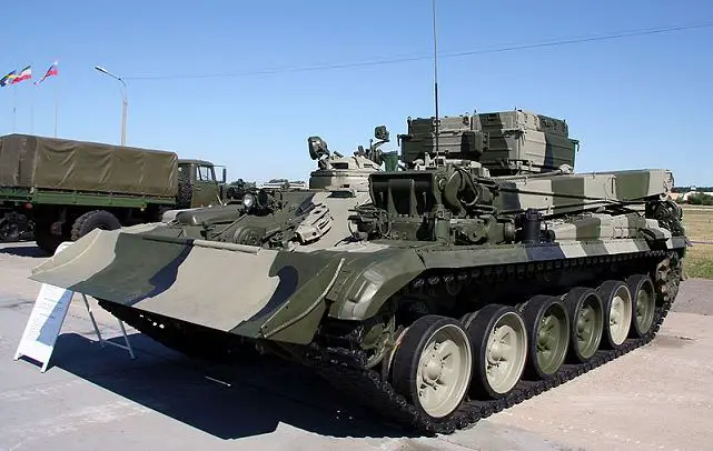 Russian-made BREM-1 tracked armoured recovery vehicle