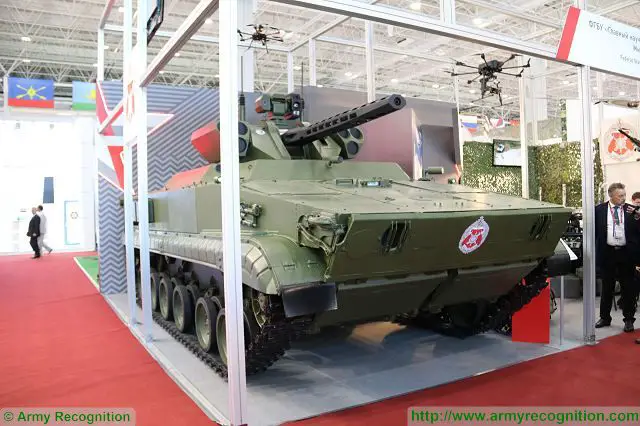 Vikhr UGV Unmanned Ground Vehicle robotic military system on BMP 3 chassis Russia Russian defense industry 640 001