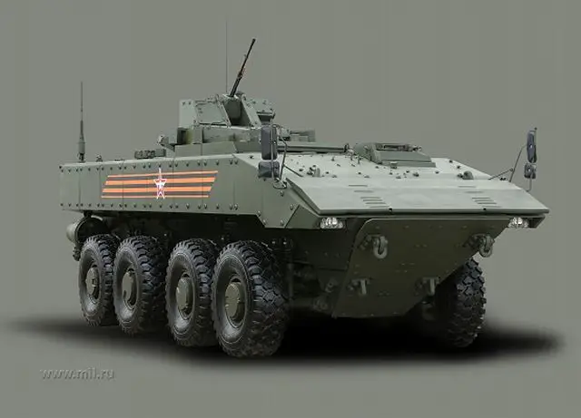 Boomerang BTR wheeled 8x8 armoured vehicle personnel carrier Russia Russian army line drawing blueprint 001