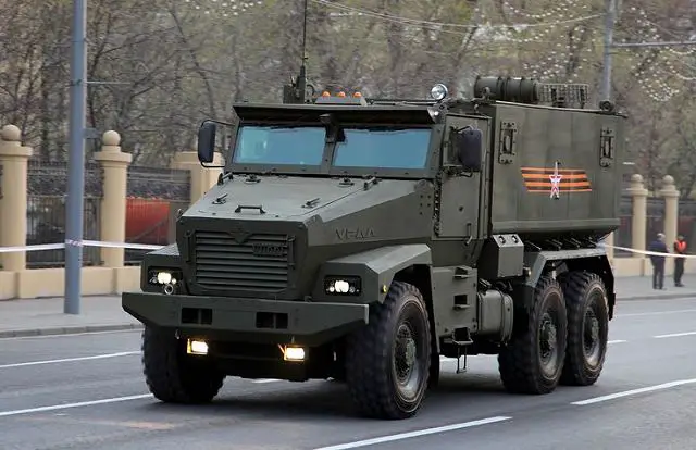 The 6x6 modification of Taifun-U participated in the Victory Day parade in Moscow as well as KAMAZ-63968 Taifun MRAP. Now both URAL and KAMAZ are developing the 4x4 modifications of their vehicles. URAL plans to launch the production of Taifun-U vehicles family in 2017, using only Russian-made components.