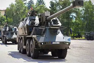 Zuzana 2 155mm 8x8 wheeled self propelled howitzer Slovakia Slovak army defense industry front view 001