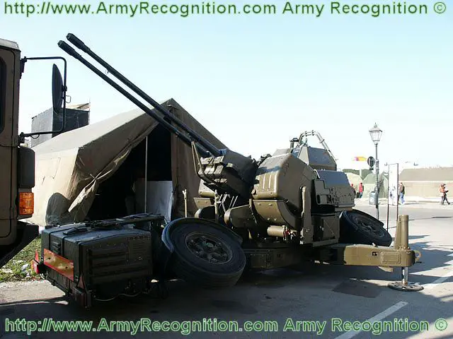 Oerlikon 35 mm twin cannon GDF-001 GDF-003 GDF-005 GDF-007 technical data sheet specifications description information intelligence pictures photos images video German Germany Defence Industry military technology anti-aircraft air defence system