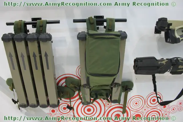 One soldier can carry the launcher unit and two missiles (right side), another soldier can carry four missiles (left side).