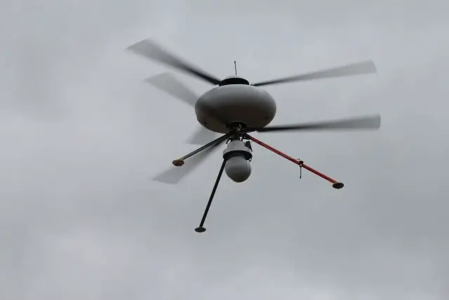 INFOTRON IT180 mini UAV Unmanned Aerial Vehicle in flight at Eurosatory 2012.