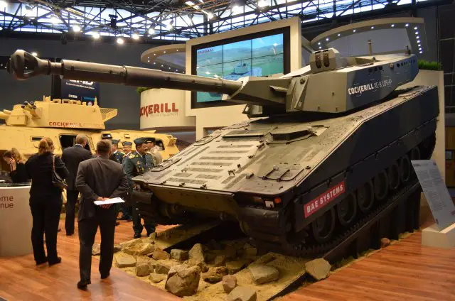 Global demand for medium tanks continues to strengthen. At Eurosatory 2014, CMI Defence and BAE Systems Hägglunds present a new medium tank concept. The system integrates the Cockerill XC-8 turret and the CV90 tracked chassis. With a system weight of some 25 tonnes, the concept offers advanced 105mm or 120mm firepower with high operational flexibility and tactical mobility.