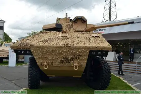 VBCI 2 8x8 wheeled armoured infantry fighting vehicle CTA40 Nexter Systems France French defense industry front view 001