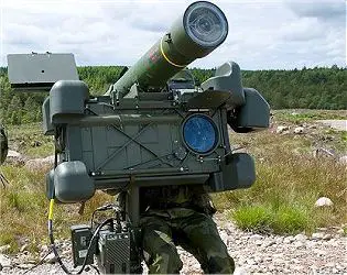 RBS 70 short range man portable air defense missile system MANPADS Sweden Swedish army defence industry front side view 001