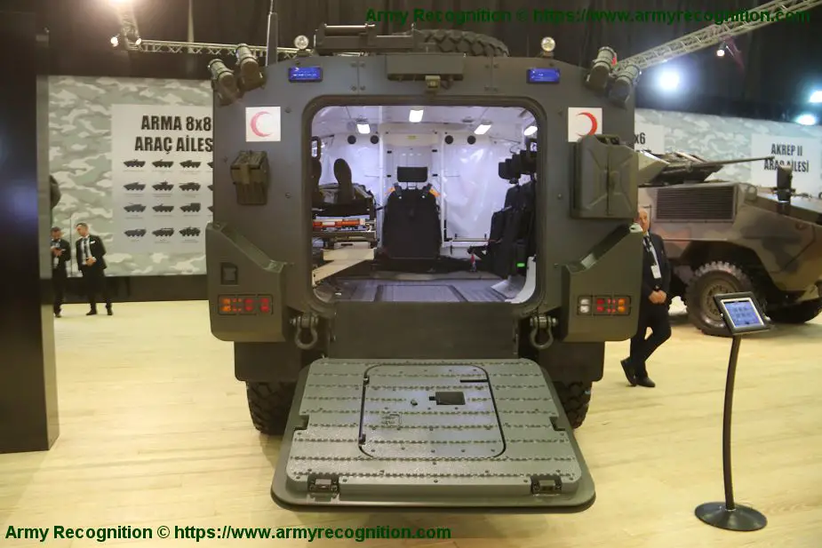 Otokar Medical evacuation armored vehicle based on Cobra II IDEF 2019 defense exhibition Turkey 925 002