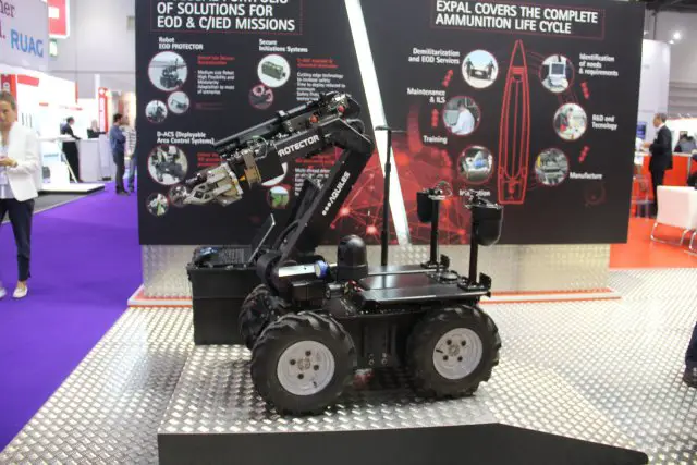 Protector, is a UGV used for C-IED. A new generation of medium-scale robots, where versatility and modularity are key to deal with the growing and changing IED threats, adapting the capacity to fulfill the requirements of the field.