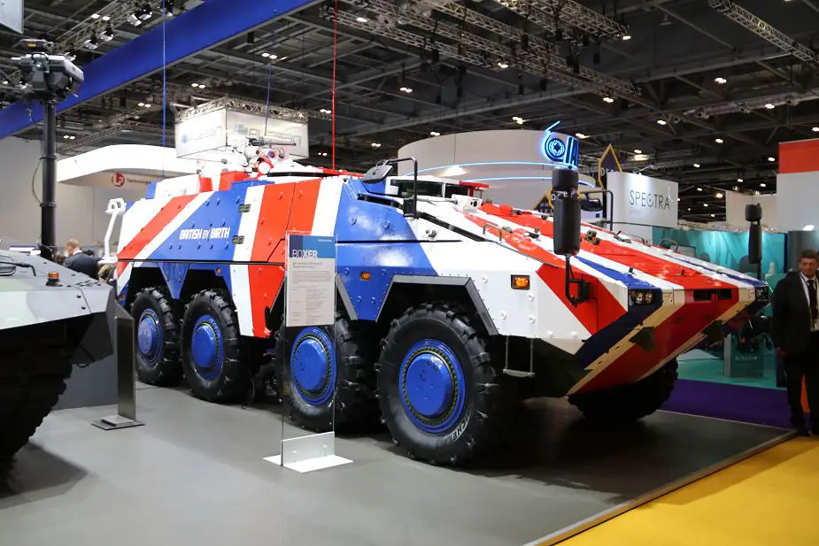 Boxer Rheinmetall 8x8 MIV program British army DSEI 2017 defense exhibition London UK 925 001