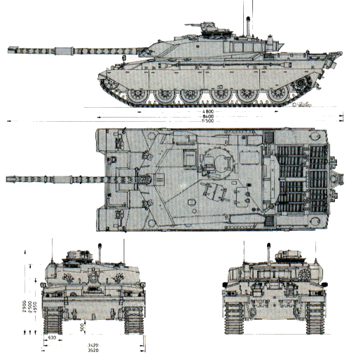 Challenger 1 MBT Main Battle Tank United Kingdom line drawing blueprint 001