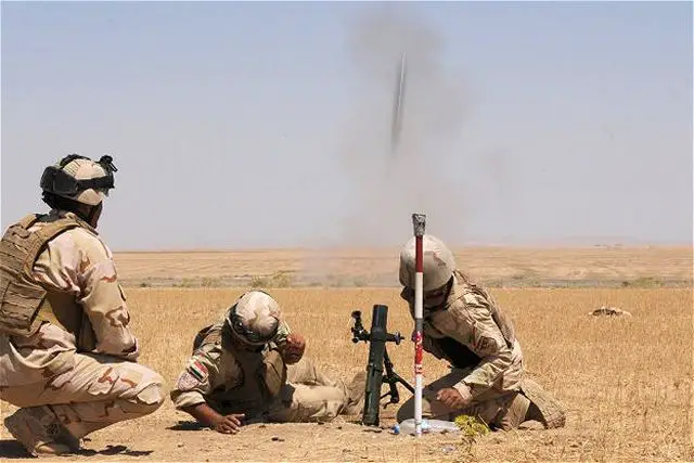 Iraqi Soldiers assigned to 1st Battalion, 10th Brigade, 3rd Iraqi Army Division, conducted a mortar live fire exercise at Destiny Range in Ninewa province with the supervision of United States Army soldiers , Iraq, June 16, 2011, in preparation for Operation Iron Lion. 