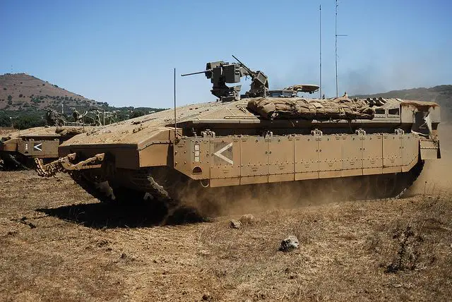 Last week, soldiers of the Golani Brigade participated in an exercise on the IDF's (Israel Defence Forces) newest and most advanced armored personnel carrier (APC), the Namer (Leopard). The Namer, which is built on the frame of a Merkava IV tank, boasts advanced technology enabling it to travel safely and securely through difficult and dangerous terrain. Specifically, it is protected against explosives, machine guns, and anti-tank missiles. It is equipped with the Trophy active defense system, as well as an internal air conditioning unit that allows it to travel safely through areas contaminated by hazardous materials.