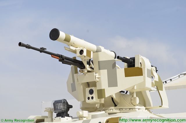 The DOZOR-B 4x4 APC at SOFEX 2016 is armed with a new remotely-operated weapon station armed with different types of weapons including one 7.62mm machine, one 12.7 NSVT heavy machine gun, one 30mm automatic grenade launcher and one launcher for anti-tank missile. 
