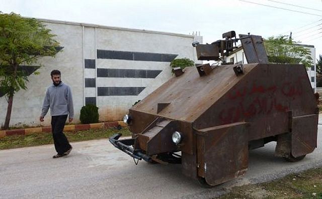 To counter the Syrian government tanks, rebels have built and deployed the "Sham II," an home-made wheeled armoured vehicle. Without the advantage of a well-financed and equipped national military, Syrian rebel fighters have turned to their own ingenuity to level the playing field in the fight against Bashar al-Assad's regime.