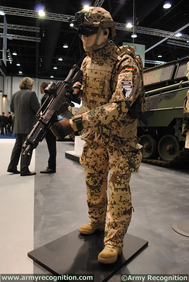 “Gladius”, named after the trusty Roman “pedites” sword, is on display at Rheinmetall’s IDEX 2013 stand in Abu Dhabi, where, among other things, it is used to demonstrate interaction between the dismounted soldier and the C4I system of a Boxer command post vehicle.