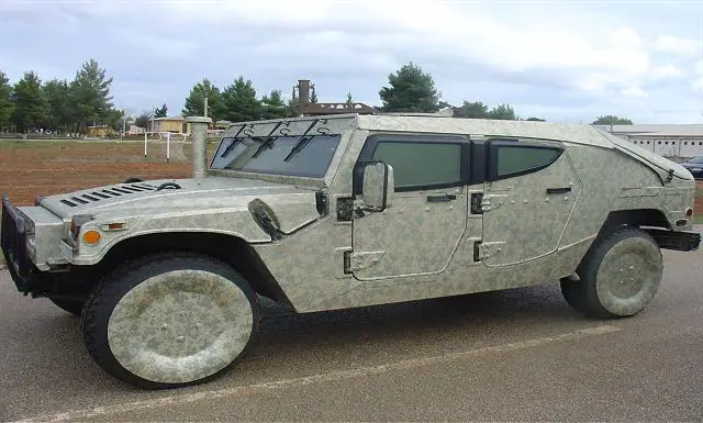 Humvee 4x4 tactical vehicle covered by the Intermat self-adhesive anti-thermal and visual camouflage.