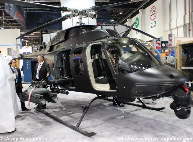 NorthStar Aviation showcaises its 407MRH Multi Role Light Attack Helicopter at IDEX 2015 640 001