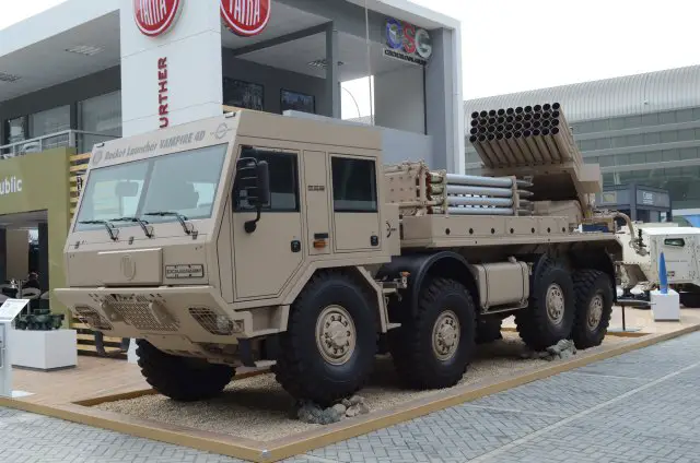 Excalibur Army unveils the RM 70 Vampire 4D 122mm self propelled MLRS at IDEX 2017 640 001