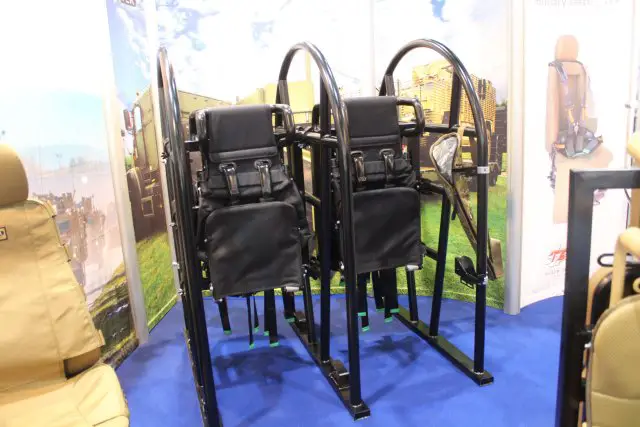 For the first time at IDEX newly developed modular Troops ROPS system of TEK Military Seating 640 001