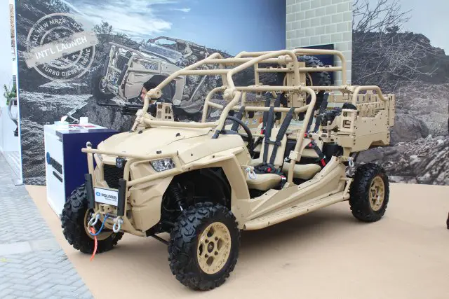 A new four-seat turbo diesel MRZR™ ultralight tactical vehicle is on display for the first time at IDEX 2017, in collaboration with Specialized Sports Equipment, the largest Polaris dealer in the Middle East. Recent major contract awards for the Polaris MRZR-D4 include Canada, U.S. Special Forces and the U.S. Marine Corps.