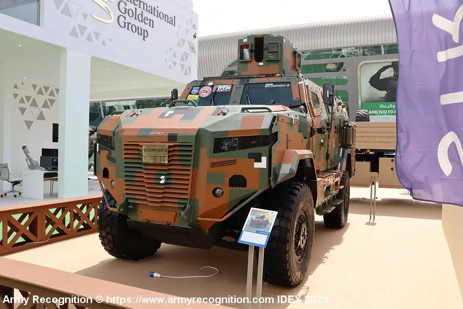Scorpion MRAP 4x4 armored vehicle Streit Group IDEX 2023 925 001