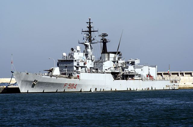 An unidentified missile fell Wednesday into the seawater not far from an Italian frigate patrolling the Libyan coast, according to local media reports.