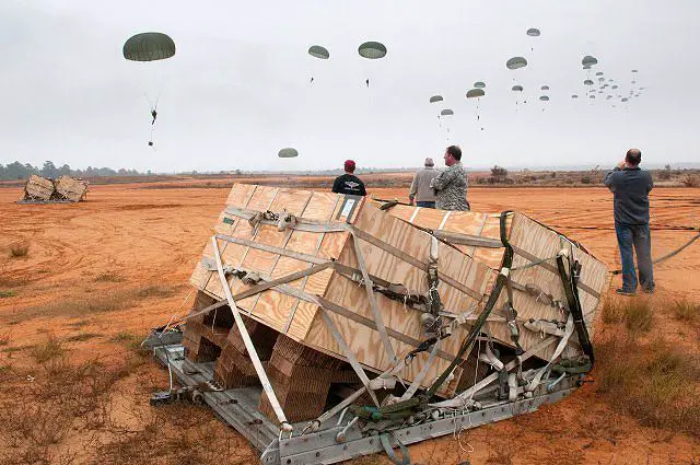 United States Army paratroopers here completed two of three test drops Nov. 10 to certify a new water and fuel container system for airdrops in Afghanistan and elsewhere. Each drop of two Lifeliner container-unitized bulk equipment, or CUBEs, delivered hundreds of gallons of water safely to the ground under dual, 100-foot-wide parachutes from over 1,000 feet, according to the project lead, John Mahon of the U.S. Army Natick Soldier Research, Development & Engineering Center of Natick, Mass.