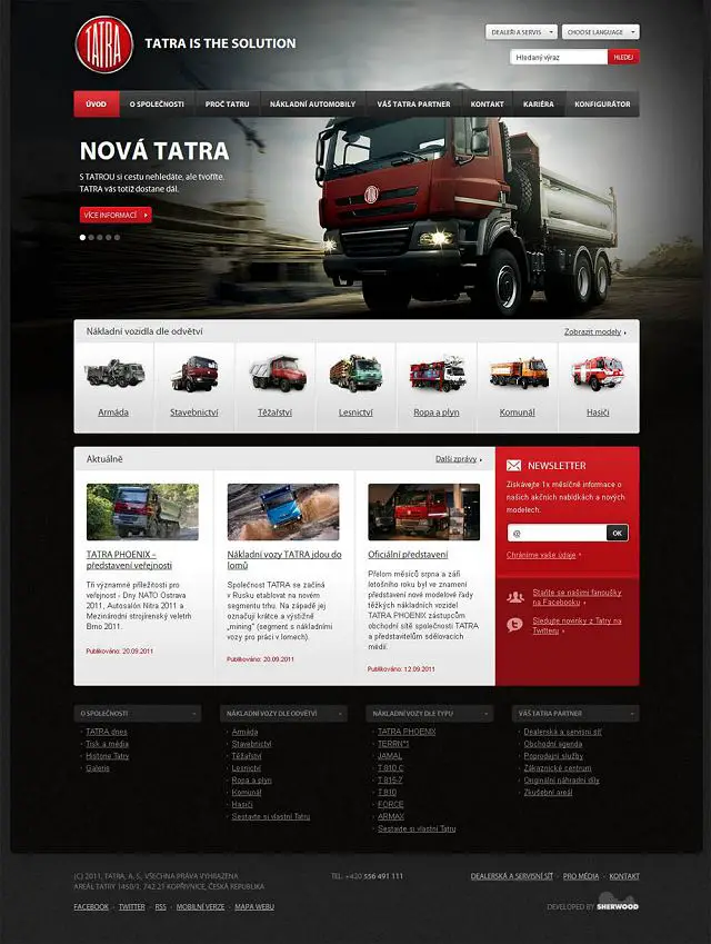 the online presentation of TATRA, a. s. won the WebTop100 contest in the automotive category. The TATRA website underwent a significant upgrade earlier this year and it outperformed other renowned Czech automotive companies in this competition. 