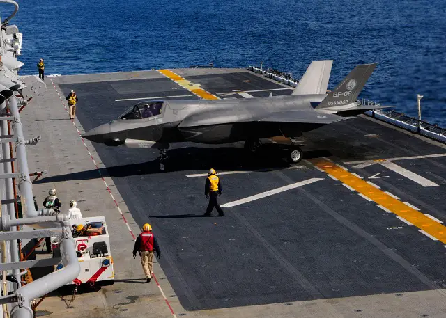 At sea – The Navy and Marine Corps Team made more remarkable naval aviation history today as the F-35B Joint Strike Fighter (JSF) test aircraft BF-2 landed safely on USS Wasp’s (LHD-1) flight deck, the first at sea vertical landing for the Marine Corps’ F-35 JSF version.