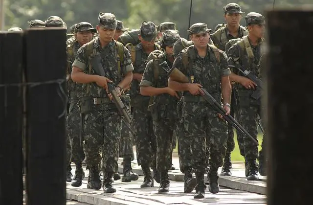 Brazil has reinforced its southern borders with 9,000 additional troops as the fifth stage of an ongoing crime-busting operation, local media said Tuesday, August 7, 2012. The security reinforcement, officially named Operation Agatha 5, started on Monday and will last for 20 to 30 days along the nation's borders with Paraguay, Argentina and Uruguay. The troops were backed by several helicopters, patrol ships, jets and armored vehicles.