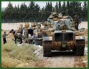 Turkish military staged tank exercises near the Turkish-Syrian border on Wednesday, August 2, 2012, after some border districts of northern Syria fell into the hands of Kurds, local newspaper Today's Zaman reported on its website. The exercises were held after a series of Turkish military deployments to the area.
