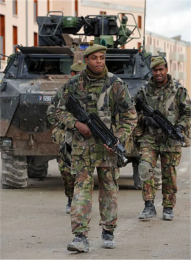 Private Jahvon Granger, aged 25, from 5th Battalion The Royal Regiment of Scotland of British army, training at CENZUB in north east France