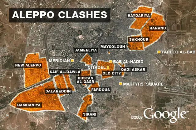 Fierce fighting has continued in rebel-held districts of Aleppo for the second straight day as opposition forces continue to hold out in Syria's largest city. Helicopter gunships flew over the Saif al-Dawla district as well as Salaheddin, where rebels held off an offensive by ground troops backed by tanks and helicopters on Saturday, July 28, 2012. 