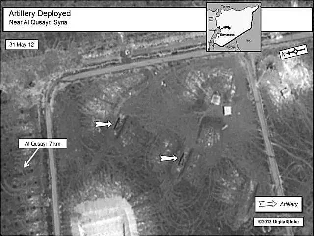 United States State Department published Friday, June 1, 2012 , a series of satellite images showing mass graves and attacks on civilian areas by Syrian government forces and deployment of artillery and armored vehicles by Syrian armed forces near major cities. 