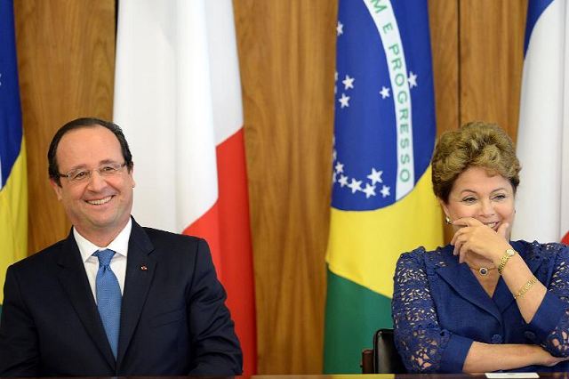Brazilian President Dilma Rousseff and her French counterpart, Francois Hollande, agreed Thursday, December 12, 2013, to enhance cooperation in defense and high technology. "France and Brazil maintain cooperation that is unique due to its content, reach and scope, especially in the areas of defense and high-performance technology," said Brazilian President Rousseff.