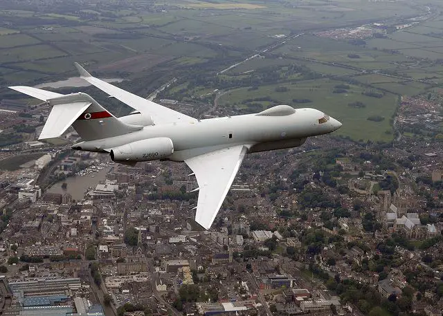 An ASTOR Sentinel R1 surveillance aircraft of British Royal Air Force. These aircraft can detect and recognise moving, static and fixed targets on the ground and are capable of operating for over nine hours at a time. 