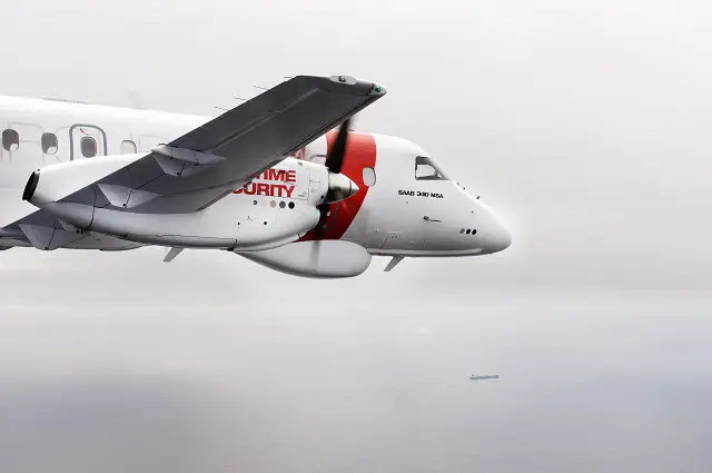 Defence and security company Saab is offering the Saab 340 Maritime Security Aircraft to safeguard territorial waters. The aircraft is capable of effectively monitoring large areas and is the key to maritime domain awareness. The Saab 340 MSA will meet the world´s latest demands for maritime security and safety. Piracy, terrorism, smuggling, trafficking, oil pollution and other illegal acitivites are threats to economic growth, environment and society. 