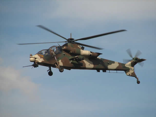 Three of the South African Air Force’s Rooivalk combat support helicopters will be in the DRC before year-end to boost MONUSCO and its Force Intervention Brigade (FIB) in executing its offensive mandate in the aircraft’s first ever combat deployment.