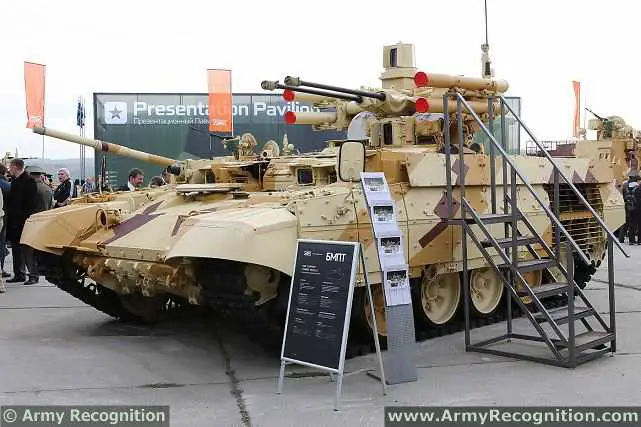 Russia’s Uralvagonzavod defense manufacturer on Wednesday, September 25, 2013, unveiled the BMPT-72 tank support fighting vehicle, dubbed the “Terminator-2,” at the Russia Arms Expo RAE 2013 in Nizhny Tagil, Russia. The BMPT-72 is an extensive modernization of the world-famous T-72 main battle tank, also produced by Uralvagonzavod. Compared with its predecessor – the BMPT – the BMPT-72 has an improved fire control system and better turret weapon station protection.