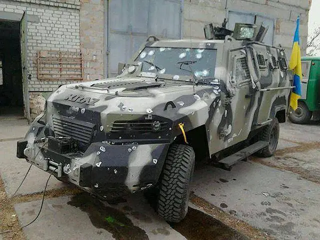 The new 4x4 Armoured vehicle Personnel Carrier (APC) KrAZ Cougar, designed by the Company Streit Group has one more time save lives of Ukrainian soldiers after one of the Ukrainian Border Guard Cougar APC was ambushed and under fire of light machine gun.