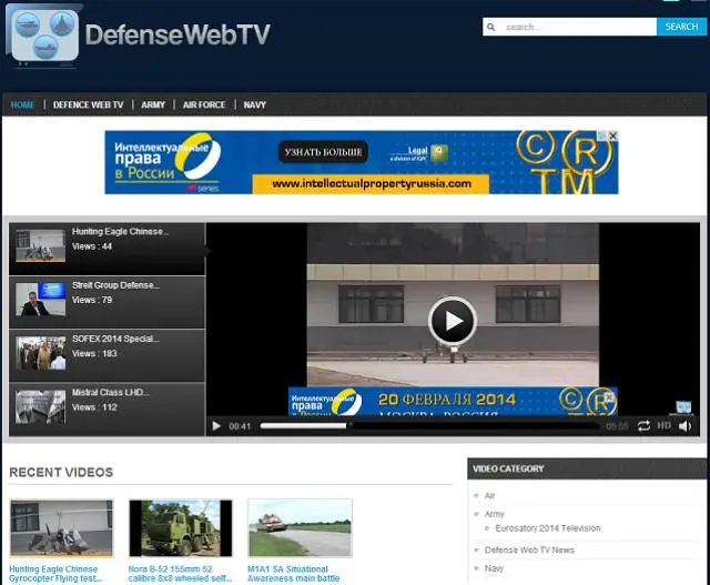 Army Recognition is proud to announce the launch of its new Website http://www.DefenseWebTV.com. For the first time on the Internet, Army Recognition will provide a Defense & Security channel with video dedicated for the Defense and Security Industry. This new web site will also to be used to offer the first defense exhibition television with inauguration and official visits, new military and security equipment launches, press conferences footage, top-leader interviews, live demonstrations, etc.