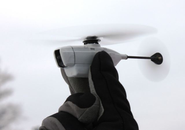 Researchers at the U.S. Army Natick Soldier Research, Development and Engineering Center are developing a pocket-sized aerial surveillance device for Soldiers and small units operating in challenging ground environments.