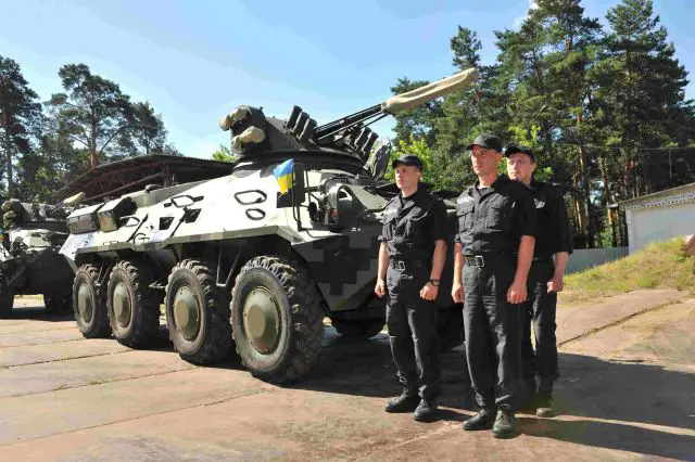 On June 25, 2014 the supply of next batch of five vehicles of BTR-3E armored personnel carriers for the needs of National Guard of Ukraine was carried out on the Kyiv Armored Plant, which is a member-enterprise of Ukroboronprom State Concern. This is the second batch of armored personnel carriers of such class, which was supplied to National Guard. In total 11 vehicles have been transferred so far. 
