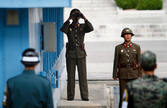 Border guards of the rival Koreas exchanged gunfire Sunday, October 19, 2014, along their heavily fortified border in the second such shootout in less than 10 days, South Korean officials said. Two shots believed to have been fired by those North Korean soldiers were found at a South Korean guard post and South Korean soldiers fired toward the North, the statement said. 